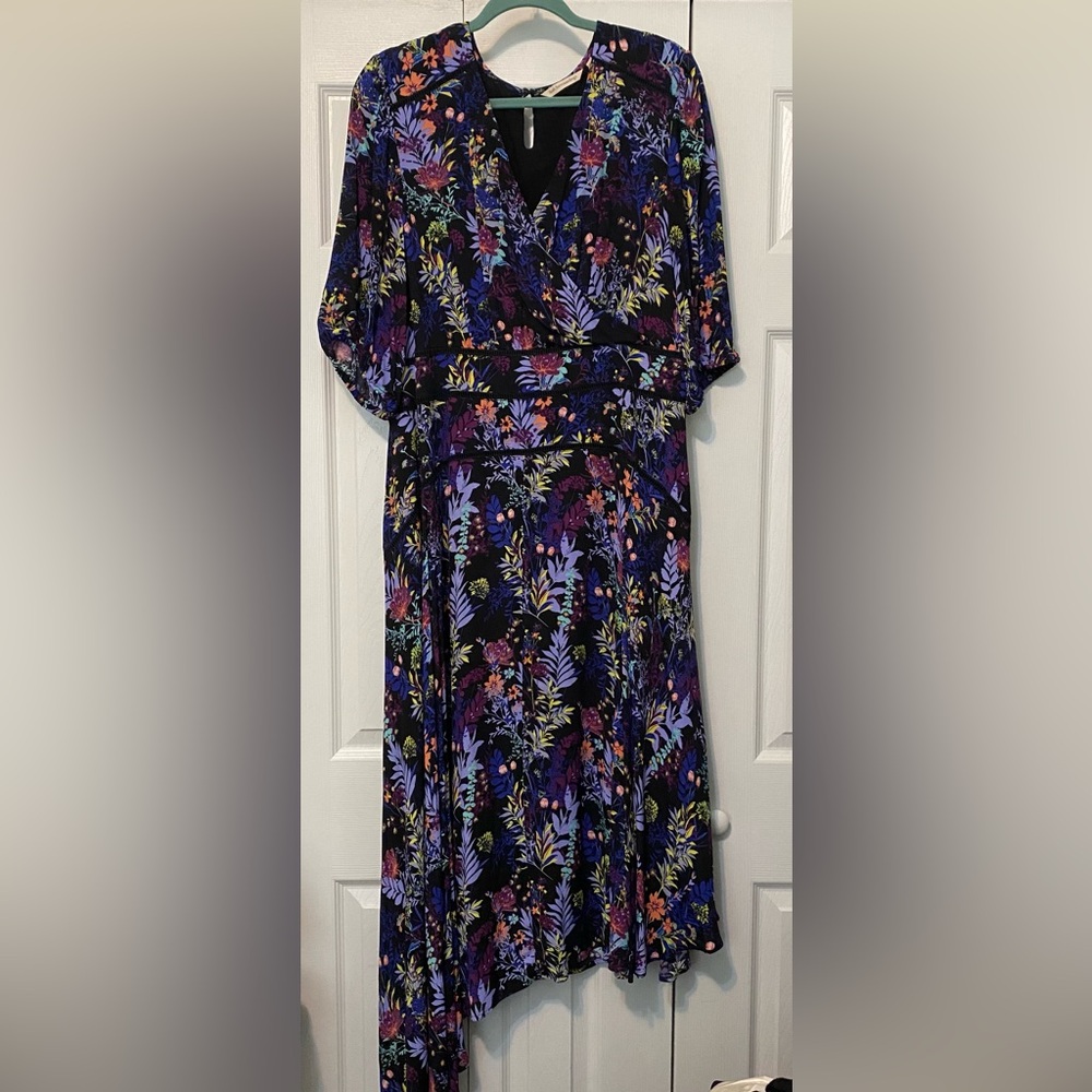 Soft Surroundings Faux Wrap Floral Asymmetrical Maxi Dress Size 16